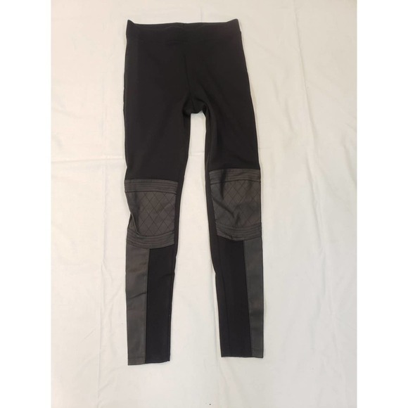 Black H&M Small leggings. Pleather details on knees & calves. 27" inseam. - Picture 1 of 2